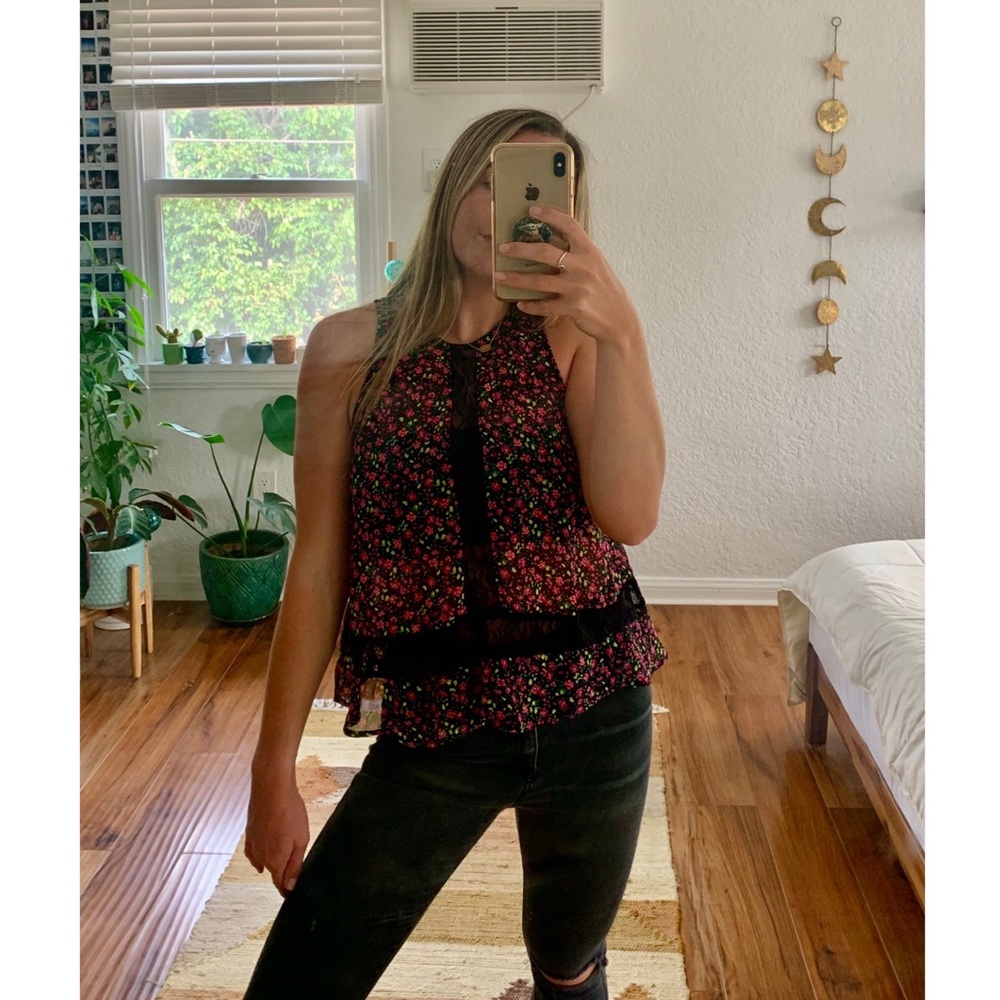 Flowy Floral Sheer Tank Top size S